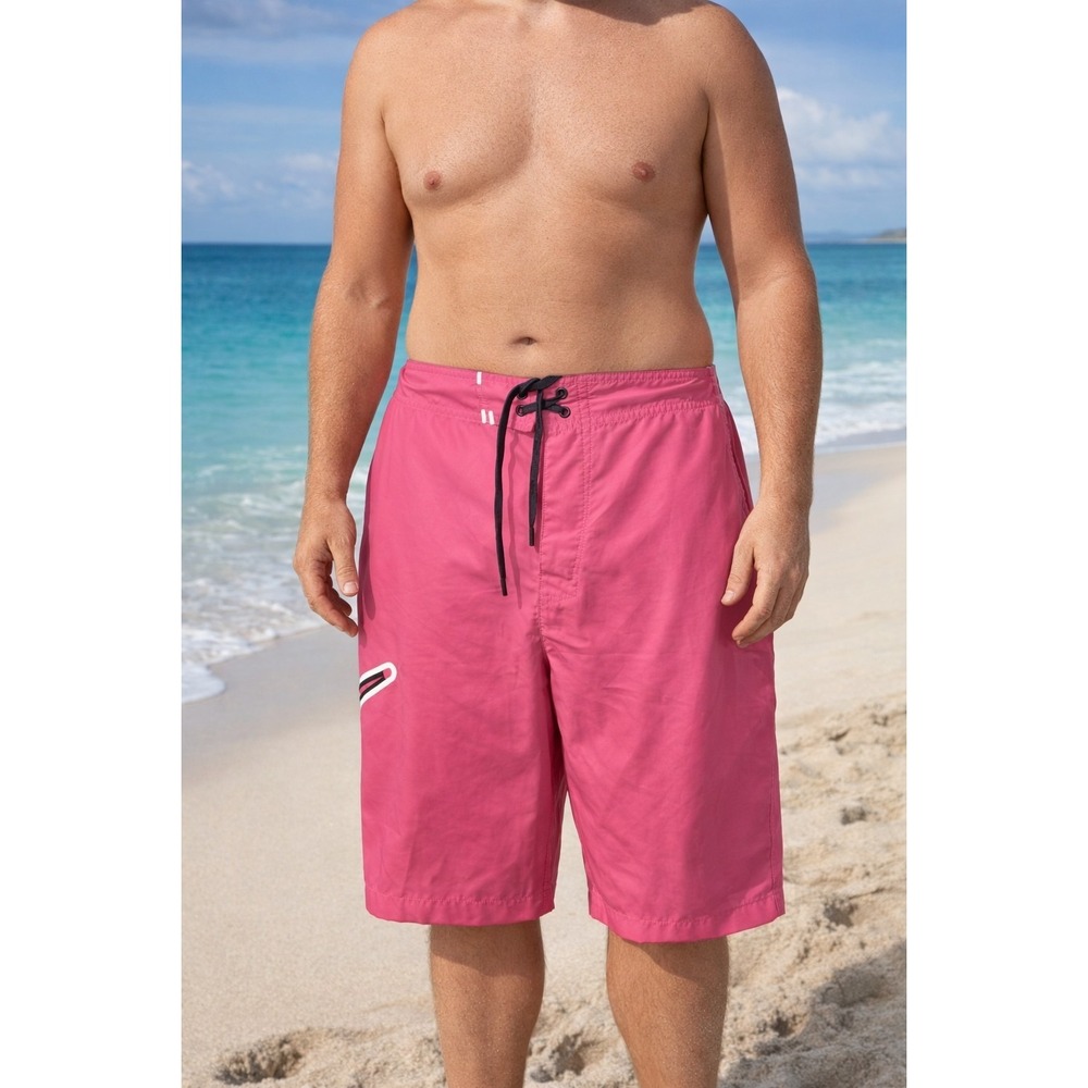 TOMMY BAHAMA Men's 44 Waist Pink Performance Swim Shorts Beach Tropical -3090